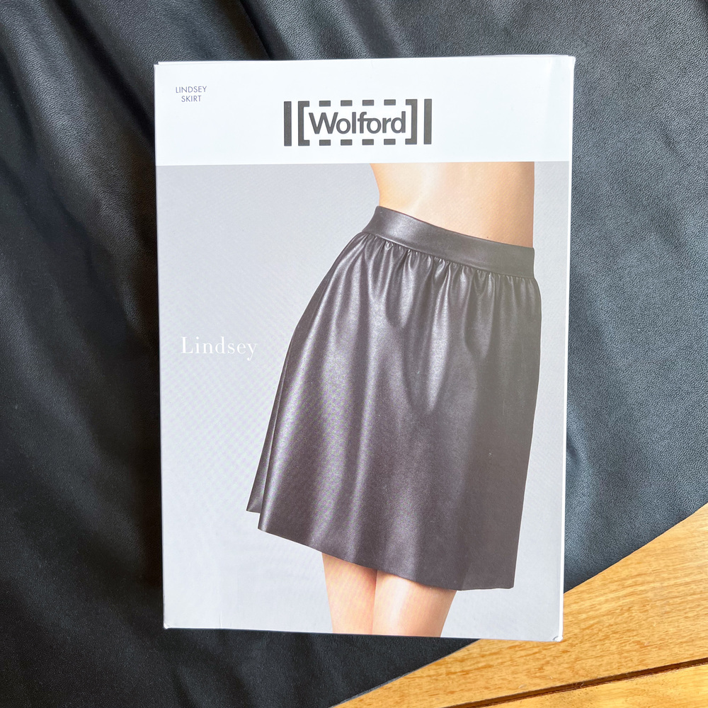 NEW Wolford Lindsey Skirt A-Line Above Knee Vegan Leather Black US10 EU40